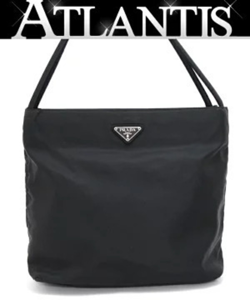Prada Triangle Tote Tessuto Saffiano Bag Black